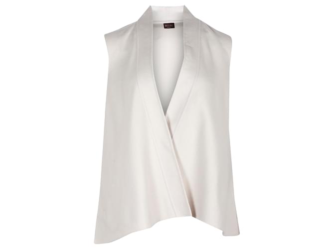 Loro Piana Open-Front Vest in Ivory Cashmere White Cream Wool  ref.1328828