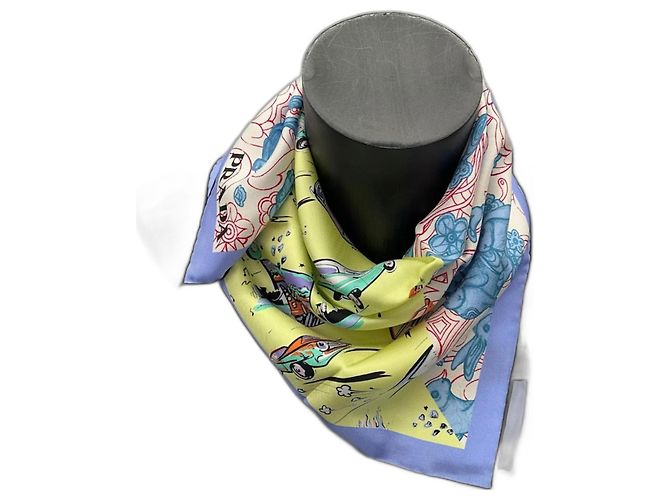 Sciarpa Prada Saloon Country in seta blu