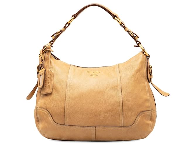 Prada Brown Deerskin Leather Shoulder Bag Light brown Pony-style calfskin  ref.1328853