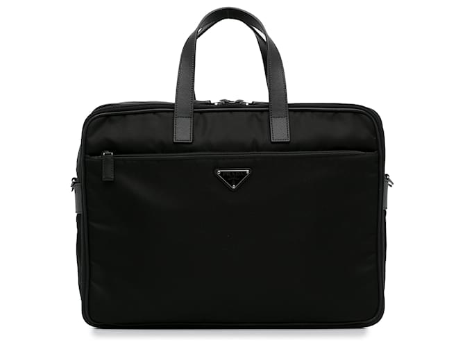 Prada Black Tessuto and Saffiano Business Bag Nylon Cloth  ref.1328863