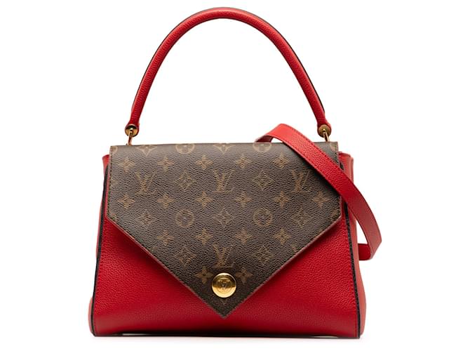 Louis Vuitton Red Monogram Double V Satchel Leather Cloth  ref.1328875