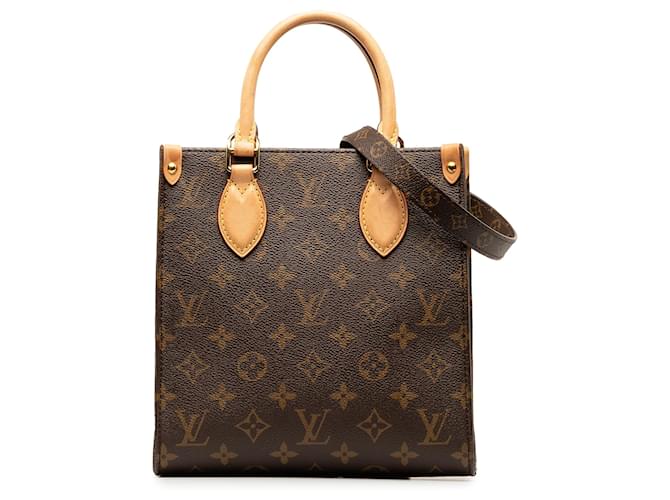 Louis Vuitton Brown Monogram Sac Plat BB Leather Cloth  ref.1328879