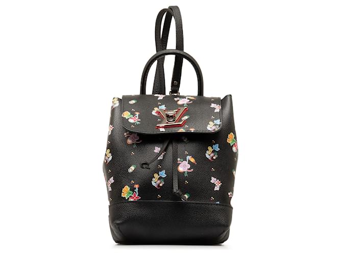 Louis Vuitton Black Lockme Floral Backpack Leather Pony-style calfskin  ref.1328893