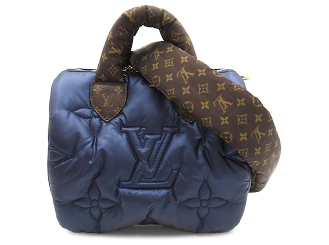 Louis Vuitton Almohada con monograma azul Speedy Bandouliere 25 Castaño Nylon Paño  ref.1328897