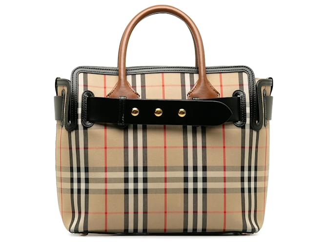 Burberry Brown Small Vintage Check Belt Bag Multiple colors Beige Leather Cloth Pony-style calfskin Cloth  ref.1328915