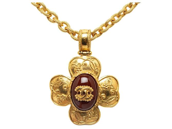 Chanel CC Flower Gripoix Pendant Necklace Necklace Metal in Good condition  ref.1328967