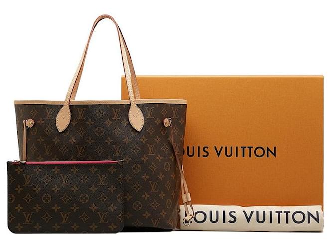 Sac tote Louis Vuitton Monogram Neverfull MM M41178 en cuir PVC marron en très bon état Plastique  ref.1328971