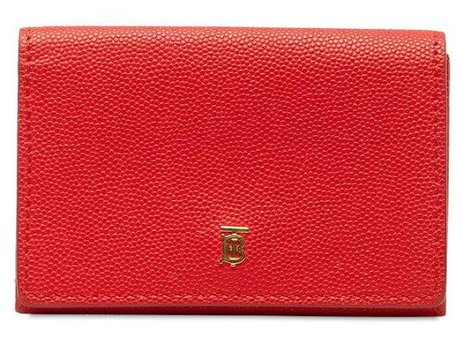 Burberry Leder TB Logo Dreifach-Brieftasche Rot in sehr gutem Zustand  ref.1328977