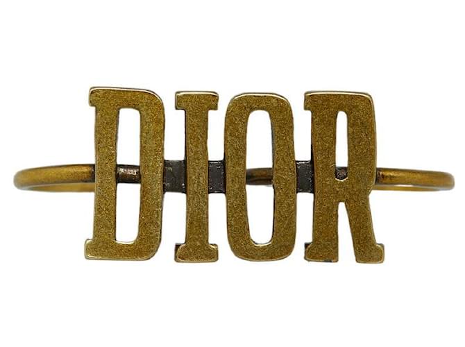 Anillo dorado con logo de Dior en muy buen estado Metal  ref.1328999