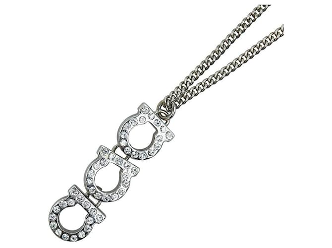 Salvatore Ferragamo Triple Gancini Drop Pendant Necklace Necklace Metal in Good condition  ref.1329002