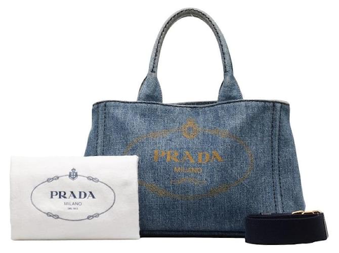 Prada Canapa Logo Denim Handbag Handbag Denim 1BG439 in good condition  ref.1329008