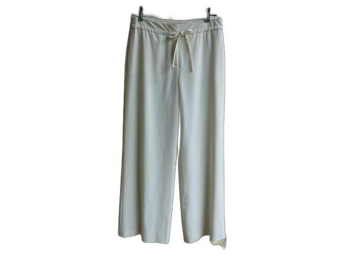 Georges Rech Wide Leg Pants Eggshell Polyester