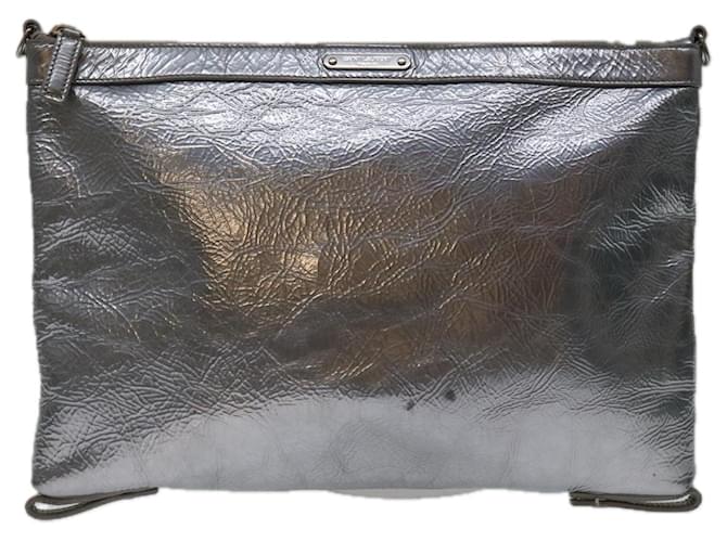 YVES SAINT LAURENT Silvery Leather  ref.1329110