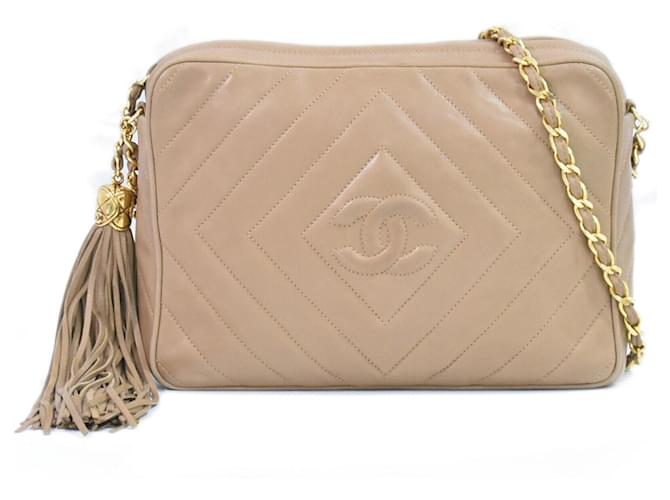 Chanel camera Beige Leather  ref.1329119