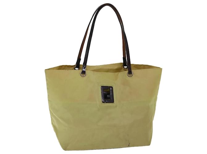 FENDI Tote Bag Nylon Yellow Auth bs13572  ref.1329229