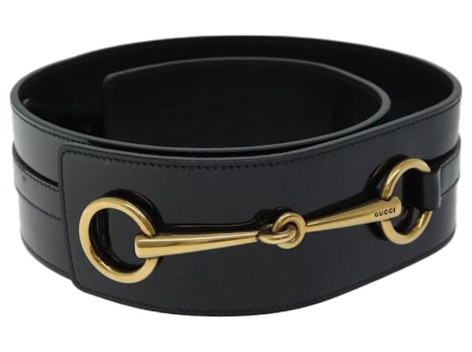 GUCCI Horsebit Belt Patent leather 34.6"" Black Auth ar11628b  ref.1329280