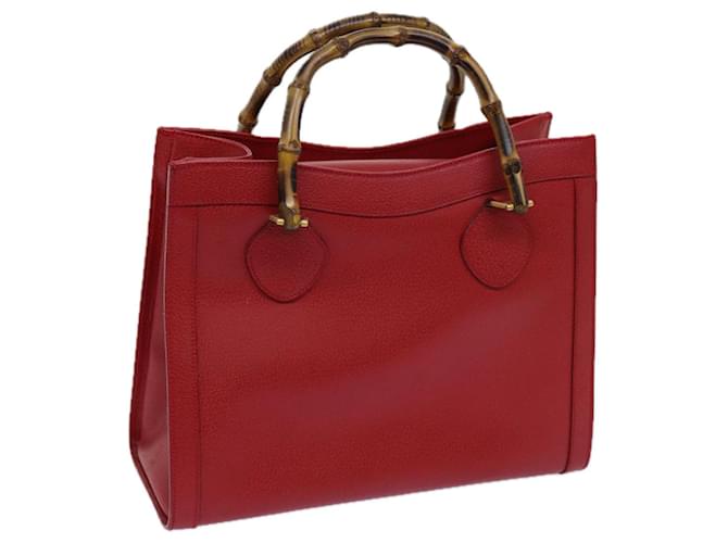 GUCCI Bamboo Tote Bag Leather Red 002 0260 2615 auth 70186  ref.1329282