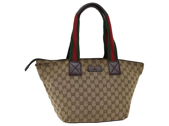 Sac cabas GUCCI GG Canvas Web Sherry Line Rouge Beige Vert 131230 auth 70602  ref.1329290