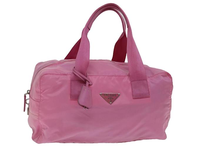 PRADA Boston Bag Nylon Pink Auth ac2870  ref.1329298