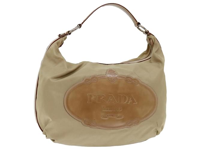 PRADA Shoulder Bag Nylon Beige Auth ac2885  ref.1329301