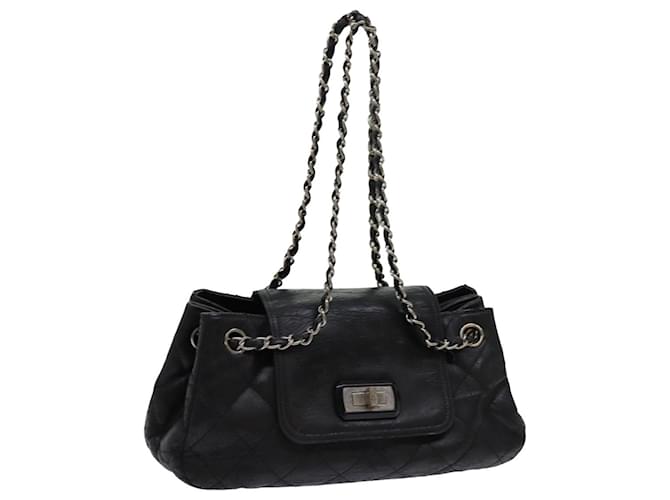 CHANEL Matelasse Chain Shoulder Bag Coated Canvas Black CC Auth 70257 Cloth  ref.1329306