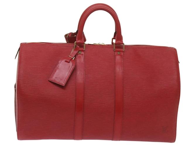 Louis Vuitton Keepall 45 Red Leather  ref.1329381