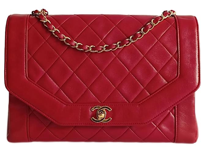 Classique Chanel Sac Chanel Timeless Classic vintage Matelassè en cuir rouge  ref.1329395