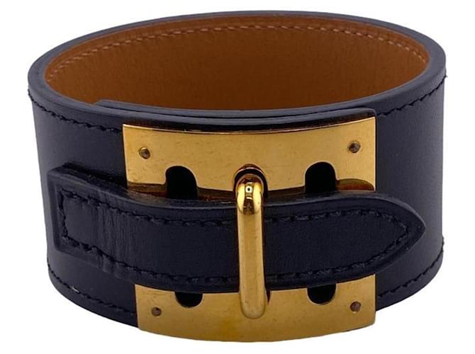 Bracelet Hermès Cuir Noir  ref.1329609