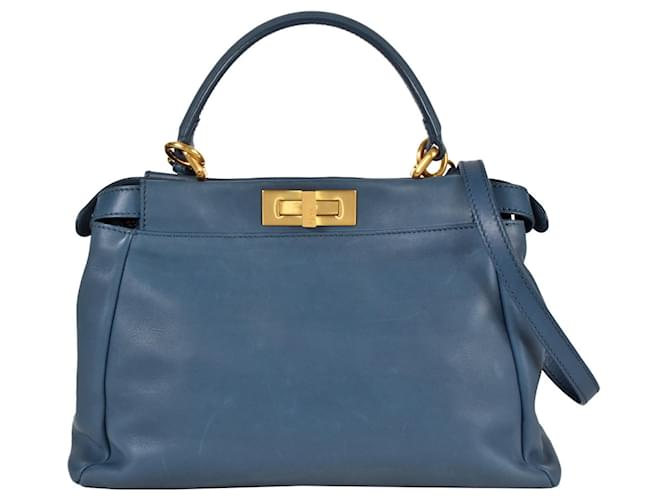 Fendi Peekaboo Blue Leather  ref.1329839