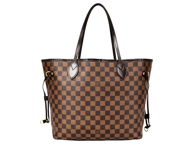 Louis Vuitton Damier Ebene Monogram Neverfull MM Shopper Bag Brown Cloth  ref.1329969