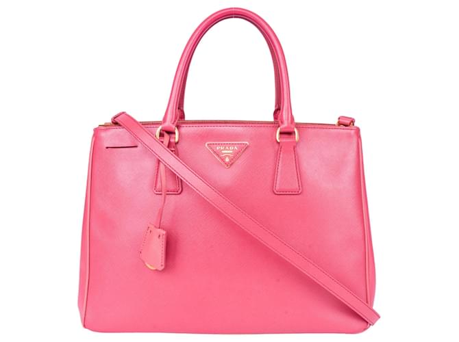 Prada Pink Saffiano Leather Galleria Handbag Cloth  ref.1329974