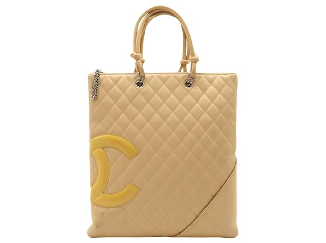 Linha Chanel Cambon Bege Couro  ref.1330133