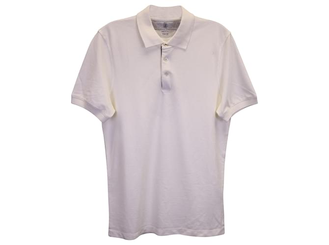 Brunello Cucinelli Polo Shirt in Ecru Cotton Pique White  ref.1330169