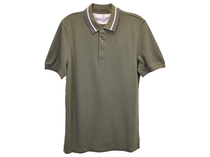 Brunello Cucinelli Polo Shirt in Army Green Cotton Pique Olive green  ref.1330175