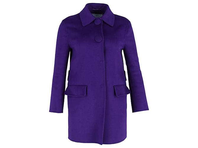 Prada Angora Long Coat aus violetter Wolle Lila  ref.1330178