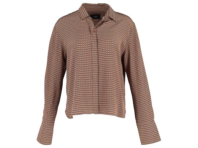 Camisa Joseph de cuadros con botones en seda marrón Castaño  ref.1330179