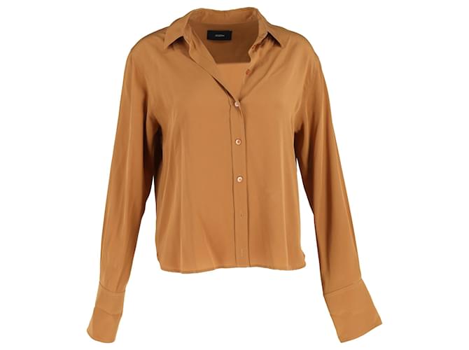Camisa con botones Joseph en seda marrón Castaño Algodón  ref.1330180