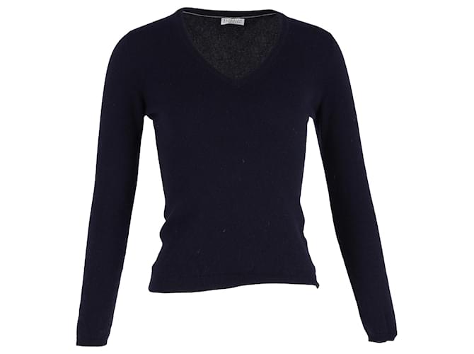 Brunello Cucinelli Sweater in Navy Blue Cashmere Wool  ref.1330184