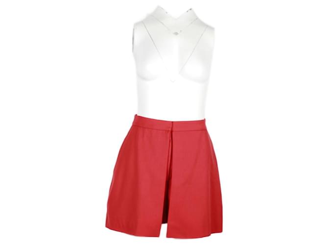 Alexander McQueen Mini-jupe à plis creux en coton rouge  ref.1330187
