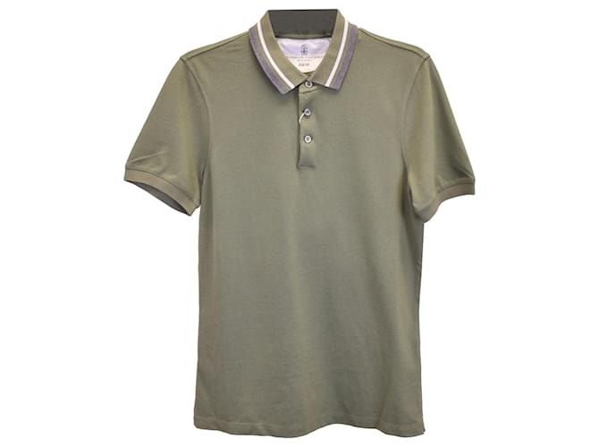 Brunello Cucinelli Polo Shirt in Army Green Cotton Pique Olive green  ref.1330197