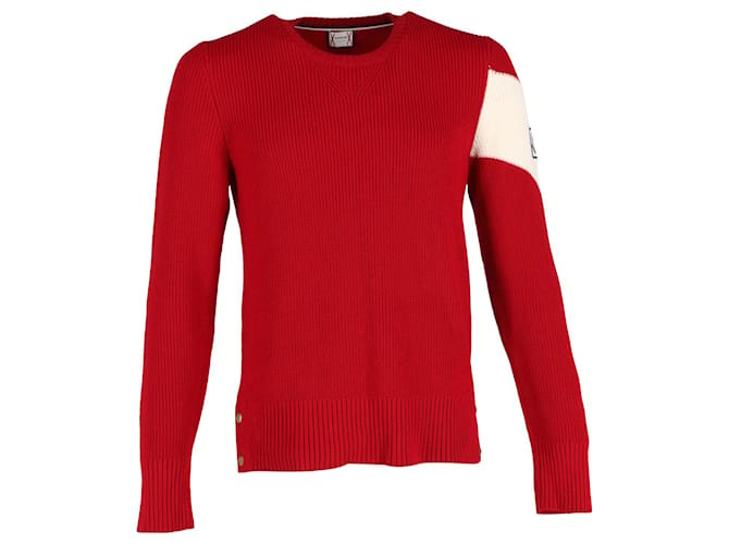 Moncler Rib-Knit Sweater in Red Wool  ref.1330210