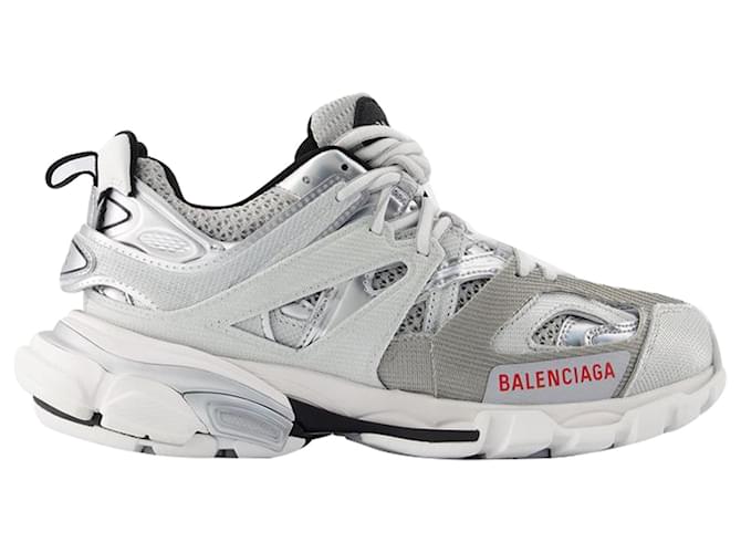 Sneakers Track - Balenciaga - Sintetico - Argento/White/Black Metallico  ref.1330237