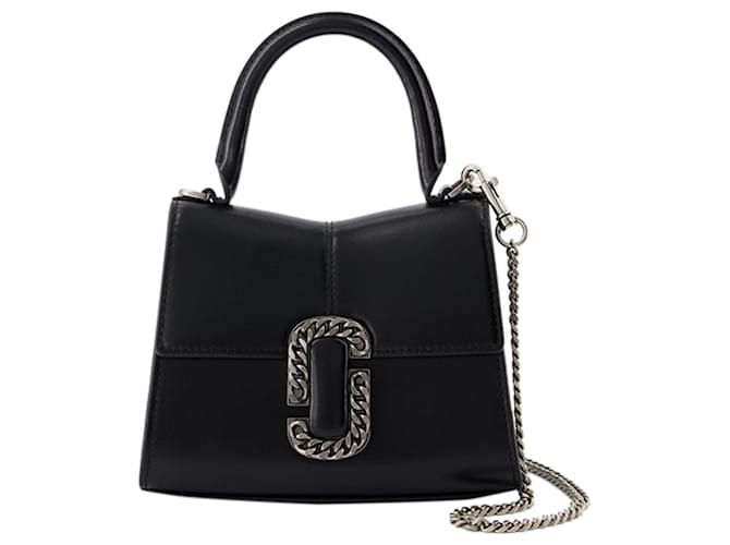 The Mini Top Handle Bag - Marc Jacobs - Cuir - Noir/Argenté Veau façon poulain  ref.1330267