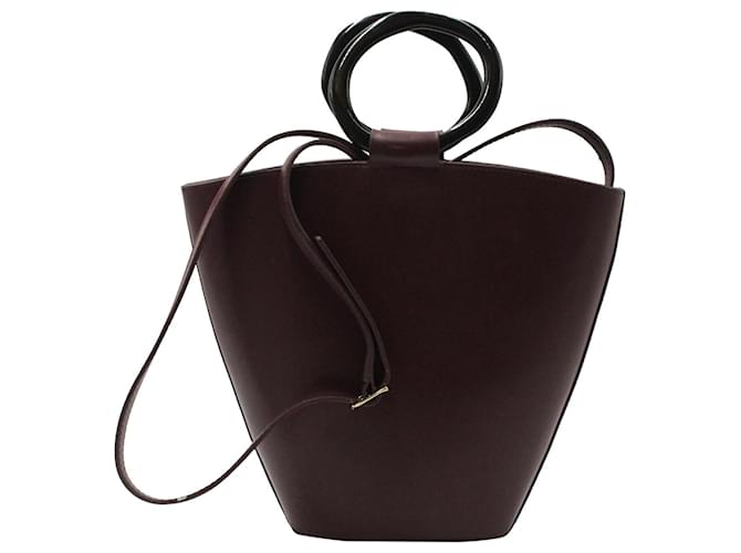 Staud Seberg Shoulder Bag in Maroon Leather Brown Red  ref.1330270
