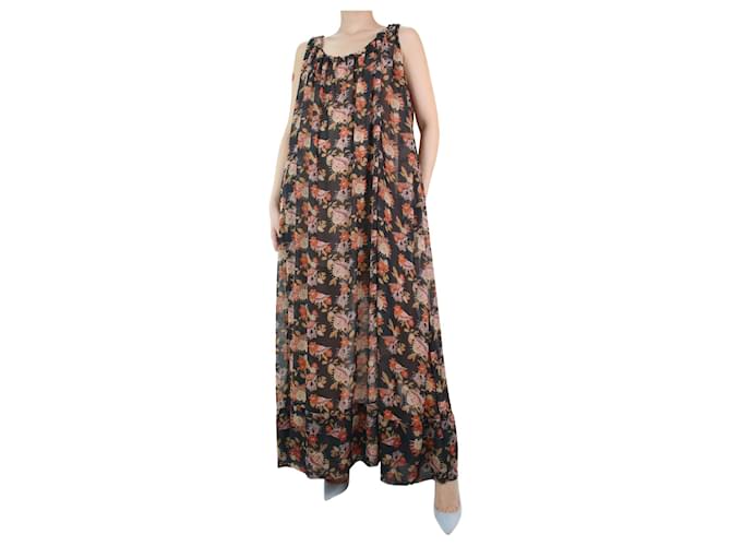 Autre Marque Black sheer floral beach cover-up - size S Polyester  ref.1330330
