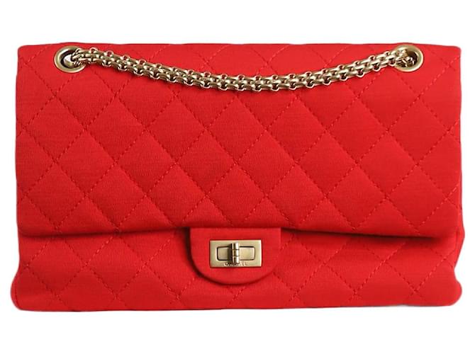 Mademoiselle Chanel Rouge grand 2008 2.55 sac à rabat Toile  ref.1330331