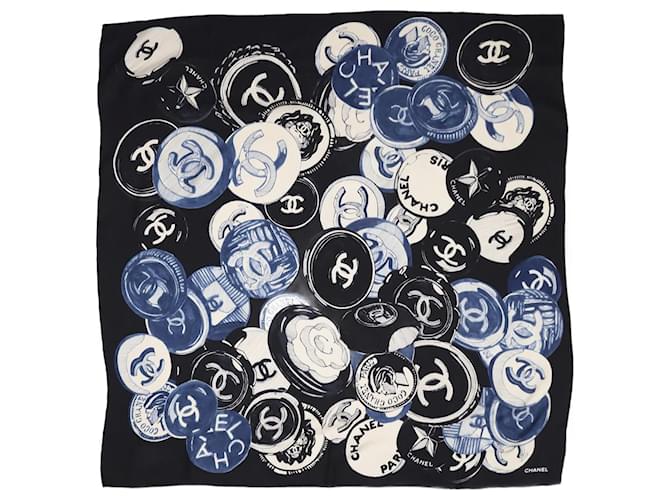 Chanel Black CC patterned silk scarf  ref.1330336