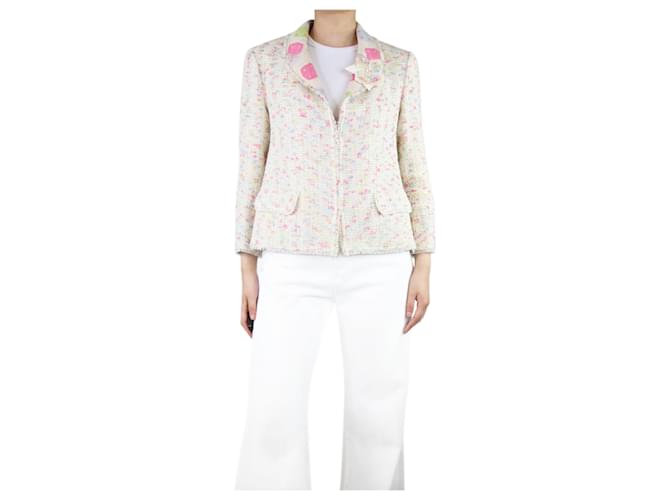 Chanel Cream tweed jacket - size UK 16 Wool  ref.1330353