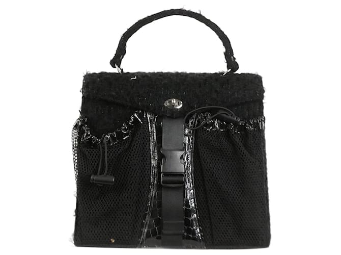Comme Des Garcons Comme Des Garçons Black tweed top handle bag - size  ref.1330372
