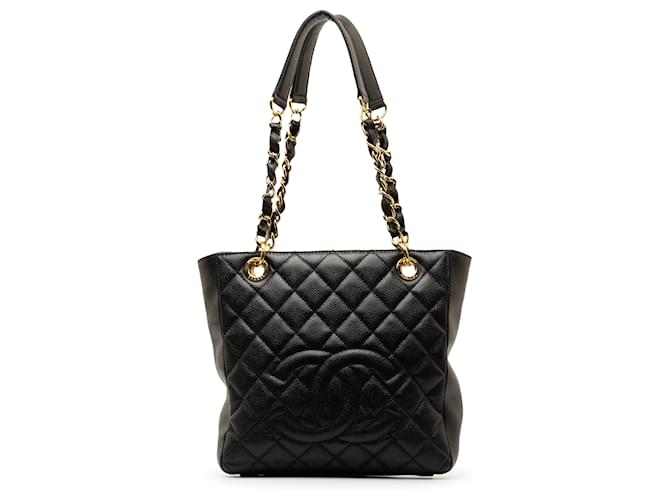 Chanel Black Caviar Petite Shopping Tote Leather  ref.1330405